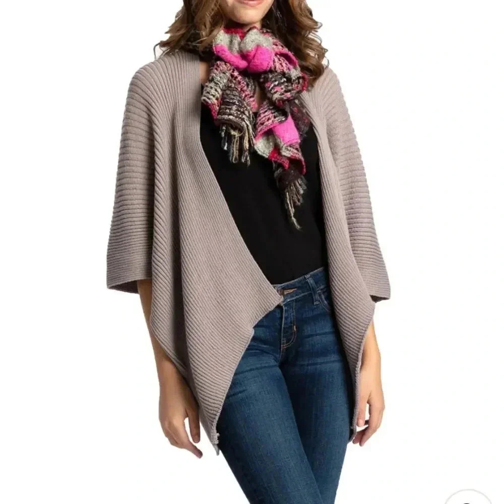 Save The Ocean Recycled Taupe Knit Kimono One Size
